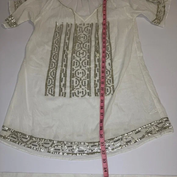 TAJ by Sabrina Crippa Tops Taj By Sabrina Embellished Tunic Dress coverup sz M - Picture 6 of 10